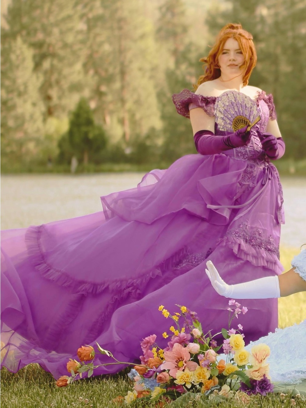 Purple Off-Shoulder Ball Gown with matching tiara & jewelry